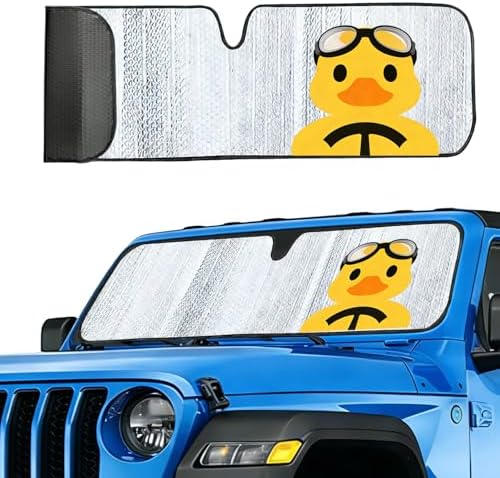 Windshield Sun Shade Fit for Jeep Wrangler TJ JK JL &Gladiator JT 2/4 Door Funny Duck Window Sunshade for UV Rays & Heat Protection Funny Windshield Cover for Wrangler & Gladiator