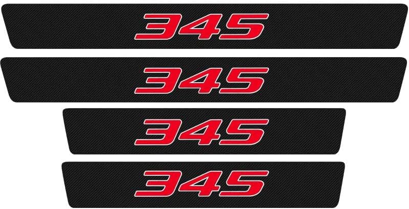 4 Pieces/Set, Compatible for Dodge Charger Challenger Chrys 300c Door Sill Plate Protectors, Carbon Fiber Vinyl Car Door Sill Decorative Scuff Plate