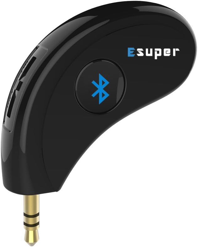 Esuper Portable Bluetooth Aux Adapter, Wireless Music Streaming for Home, Car Audio System, Headphone, Speaker (Bluetooth 4.2, A2DP, 40ft Range)