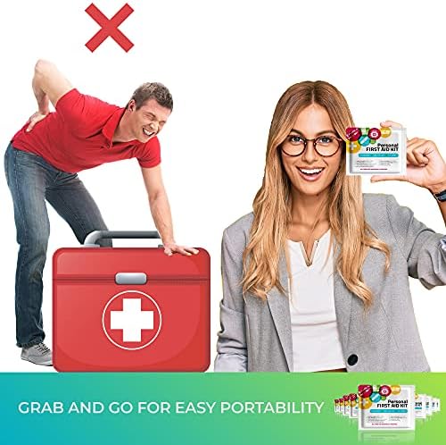 Bulk Mini First Aid Kits - Individual Grab-and-Go Pouches in Assorted Colors - Travel Size First Aid Supplies for Businesses, Schools, Clinics, Relief Efforts & Employee Wellness (100, 1, Count)