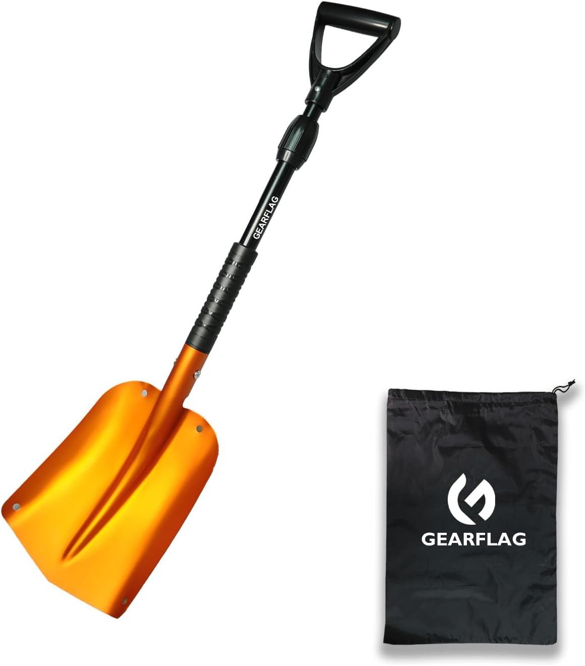 GEARFLAG Collapsible Folding Aluminum Compact Snow Shovel 39" - Snow Removal in Winter, Emergency Kit for Vehicle, Car, Van, SUV, Truck, Snowmobile, Gardening (Orange)