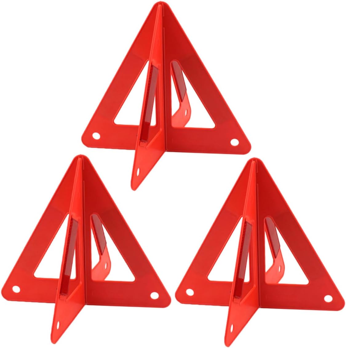 GLEAVI 3pcs Reflective Road Safety Triangle Warning Signs Emergency Reflective Roadside Triangles