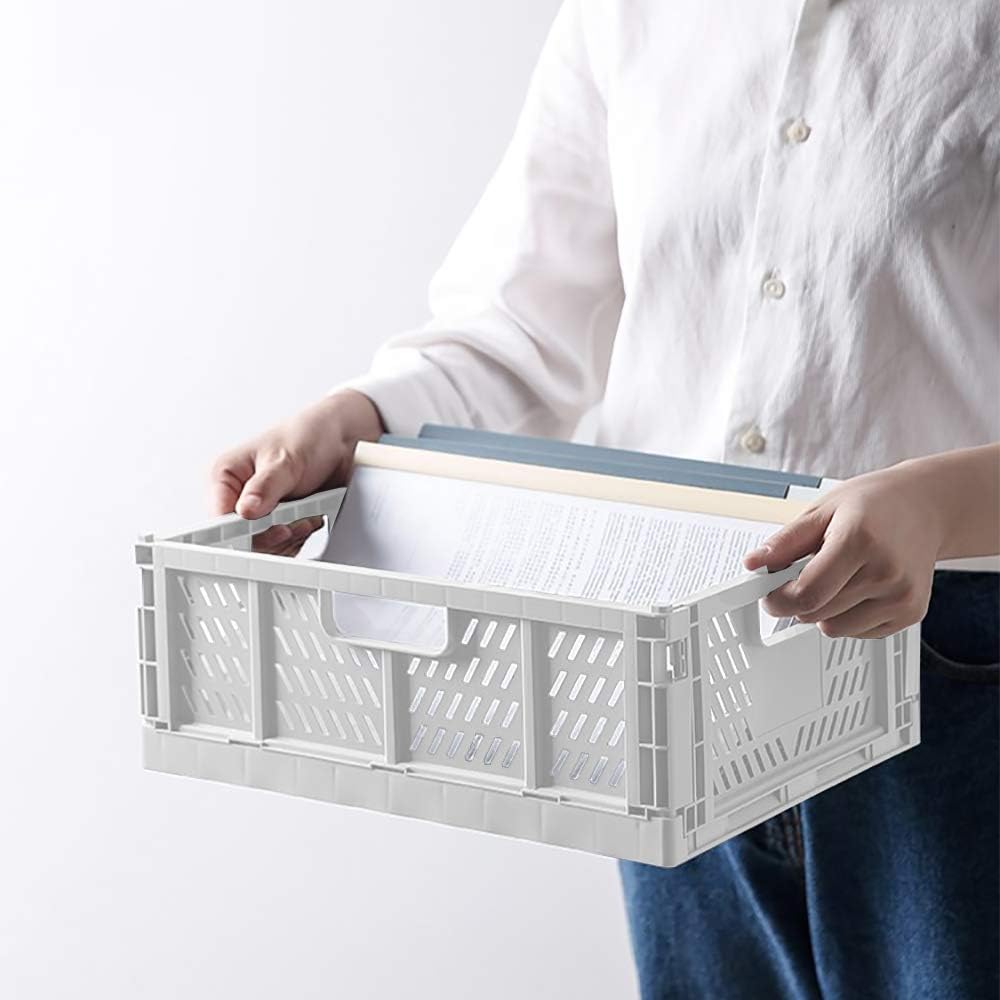Phyllia 4 PC Baskets Plastic for Shelf Home Kitchen Storage Bin Organizer, Stackable Container Crate for Bedroom Bathroom Office Clothes Beauty(White, 13.3x10.2x5.1)