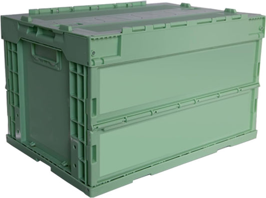 56QT Foldable Storage Box with Handles, Collapsible Plastic Organizer Bin for Home, Car Trunk, Outdoor Camping &amp; Travel, Eco-Friendly Khaki Container (21.9"x15.2"x12.8")