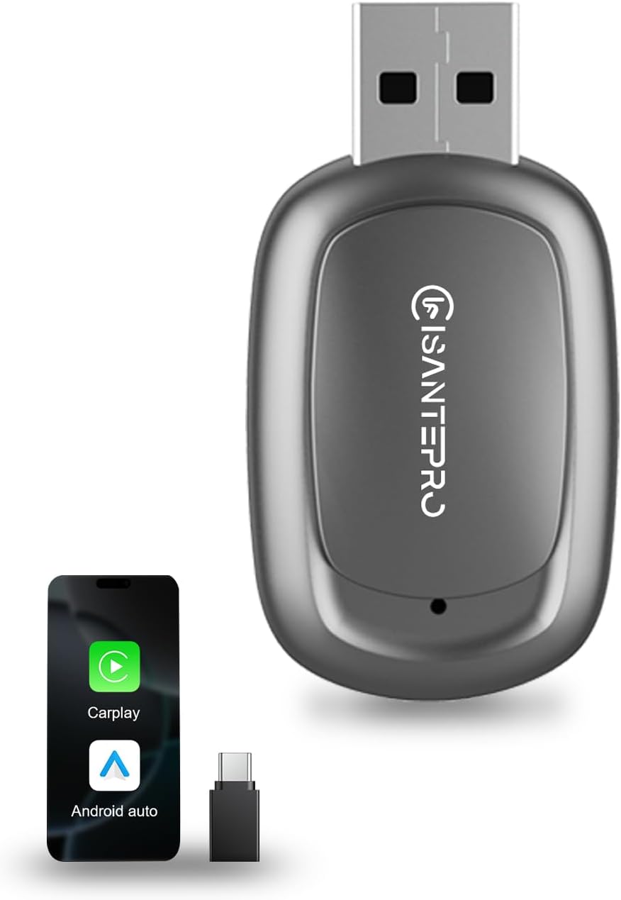 2-in-1 Wireless CarPlay Adapter & Android Auto for Apple iPhone, 2026 Upgrade Mini Bluetooth Dongle Convert Wired to Wireless, Plug & Play, USB A & Type C for 2016+ Cars, iOS 10+,Android 11+