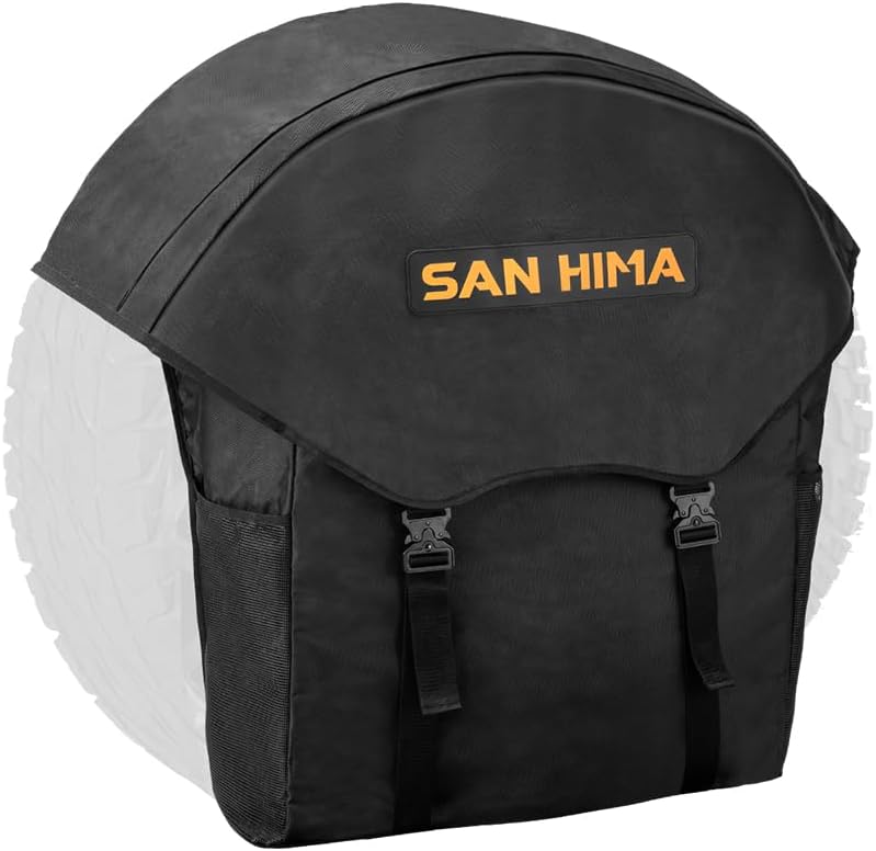 SAN HIMA Spare Tire Trash Bag 18.5 Gallons Fits 31''-35" Tire - Cargo Storage Bag w/Reflective Strips for Off-Road 4x4 4WD Truck SUV Car