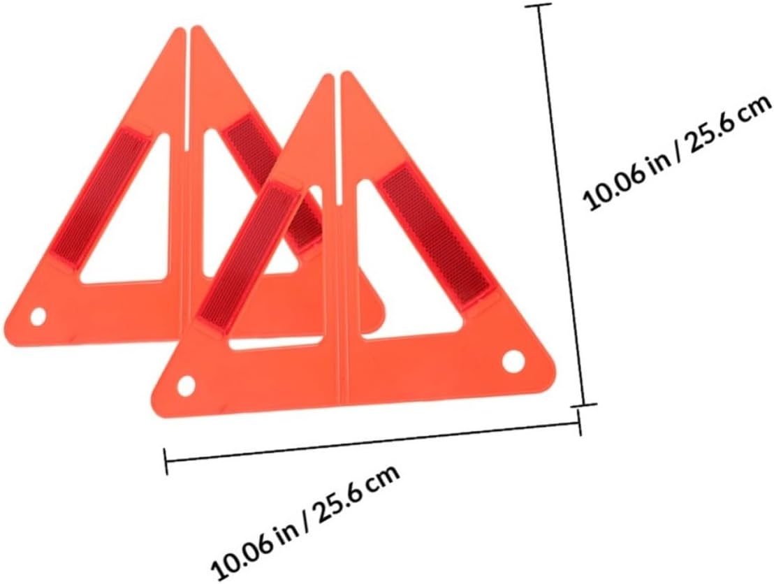 3pcs Foldable Triangle Warning Sign Reflective Red