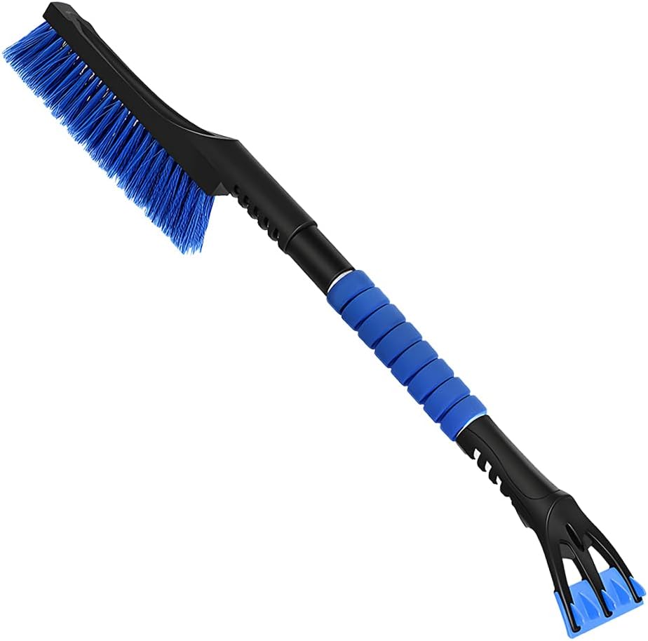 Wevdn 25" Snow Brush and Ice Scraper for Car Windshield, Detachable Snow Scrapers with Ergonomic Foam Handle, 2 in 1 Snow Scraper and Ice Shovel, Winter Snow Removal Accessories for Car (Blue)