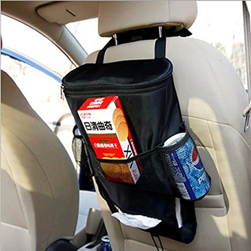 2PCS Car Seat Back Organizer, Auto Back Seat Hanging Insulation Multi- Pocket Travel Storage Cooler Bag Heat-Preservation Insulated Wrap Bottle Bag with Mesh Pockets