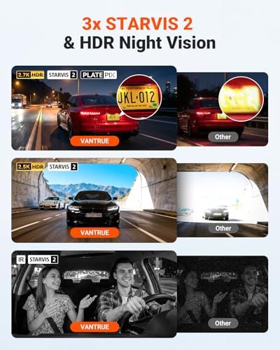 【Bundle: Vantrue New N4S(RC18) Dash Cam + 256GB microSD Card】 STARVIS 2, PlatePix™, 2.7K+1440P+1440 Front Inside Rear Dashcam, 24/7 Buffered Parking Mode, Support 1TB Max