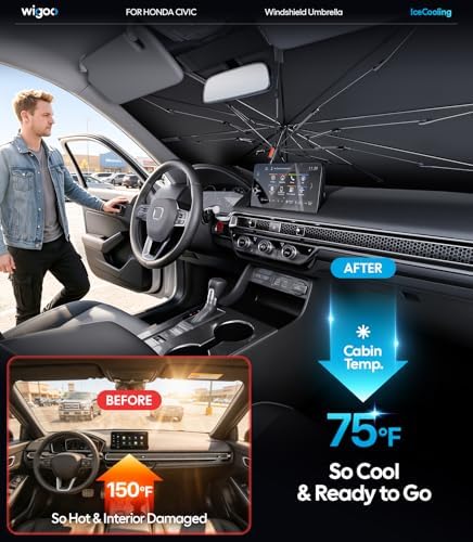 Wigoo Windshield Sun Shade Umbrella for Honda Civic 2016-2026