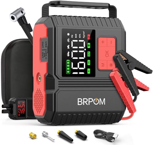 Car Jump Starter with Air Compressor, 9000A Peak 26800mah (Up to All Gas or 12.0L Diesel Engine, 50 Times) Portable160PSI Jump Starter 12V Auto Battery Jump Pack Quick Charge