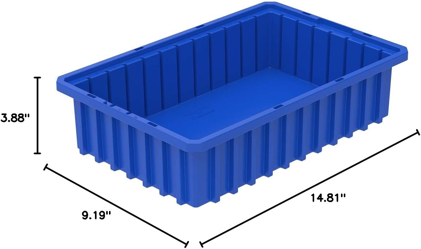 Akro-Mils - 33164BLUE 33164 Akro-Grid Plastic Slotted Dividable Modu Box Stackable Grid Storage Tote Container, (16-1/2-Inch L x 10-7/8-Inch W x 4-Inch H), (12 Pack), Blue
