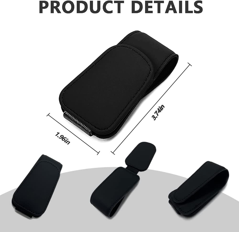 2Pcs Sunglass Holder for Car, Magnetic Leather Eyeglass Hanger Clip for Car Sun Visor, Sunglasses Holder and Ticket Card Clip for Car Visor Accessories