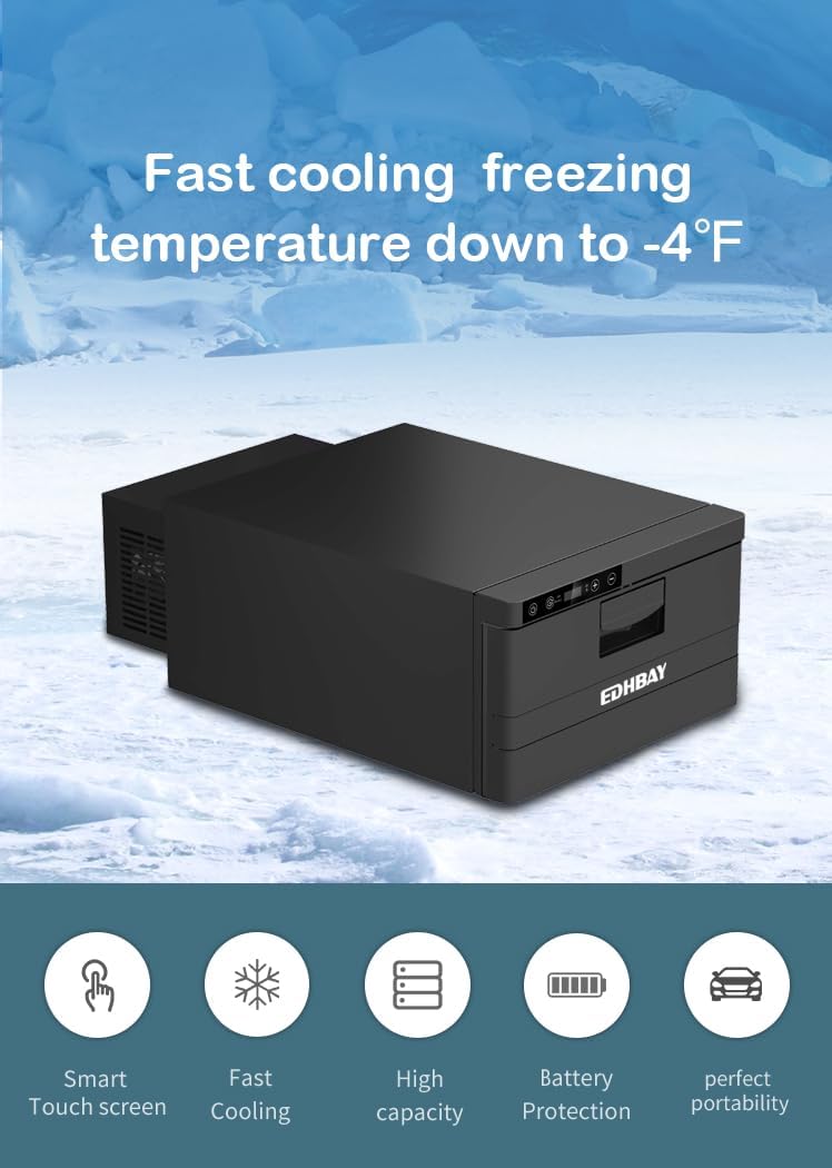 RV Car Protable Refrigerator 12V 24V 34 Quart 32L Drawer Freezer for Truck Van RV Camper SUV Boat Travel Camping Road Trips Tailgating -4℉~50℉