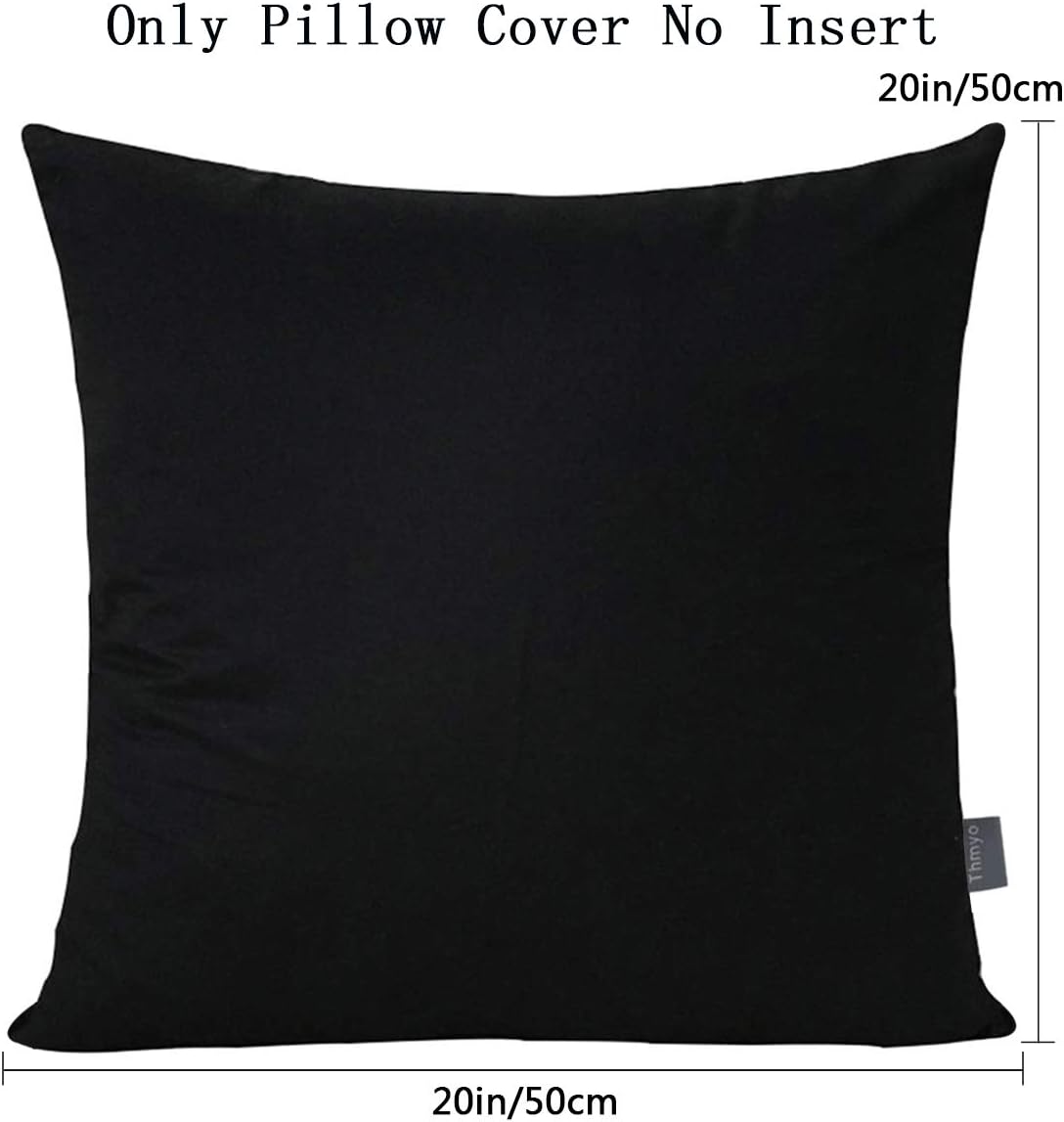 Thmyo 4-Pack 100% Cotton Comfortable Solid Decorative Throw Pillow Case Square Cushion Cover Sublimation Blank Pillow Covers DIY Pillowcases (Only Covers,Not Pillow Shams)(20x20inch/50x50cm,Black)
