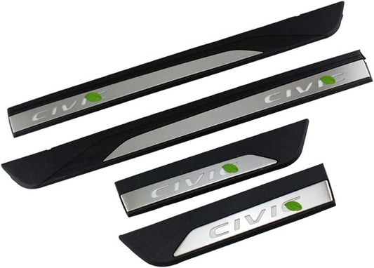 XITER Stainless Steel Door Sill Protector for Honda Civic 2016-2021, Door Scuff Plate Entry Guard Trim, 4PCS No LED