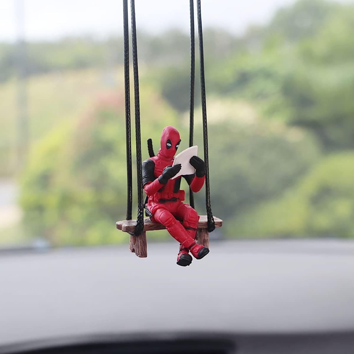 Funny Anime Car Mirror Hanging Accessories Car Pendant Reading Deadpol Ornaments Auto Rearview Mirror Decoration Car Accessories Car Interior Decor