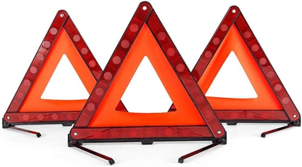 Warning Triangle Foldable Safety Triangle Triple Warning Kit Warning Triangle Reflector Roadside Hazard Sign Triangle Symbol for Emergency with Storage Bag (3 Pack)