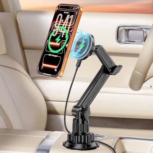Magsafe Car Mount Charger, Stable Cup Holder Phone Holder Wireless Charger