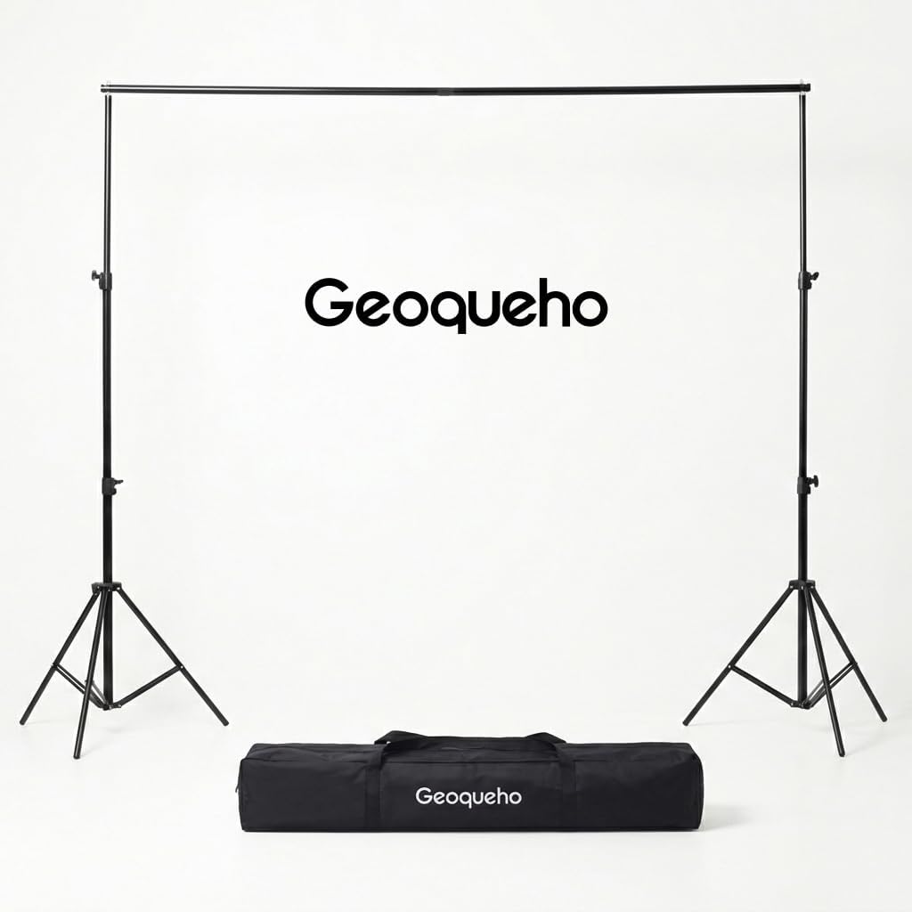 6.6x6.6ft Backdrop Stand Support System with 32.5" Wide Base Stability, Heavy Duty Background Stand for Video Studio Photo Booth, 4 Clamps & Carry Bag