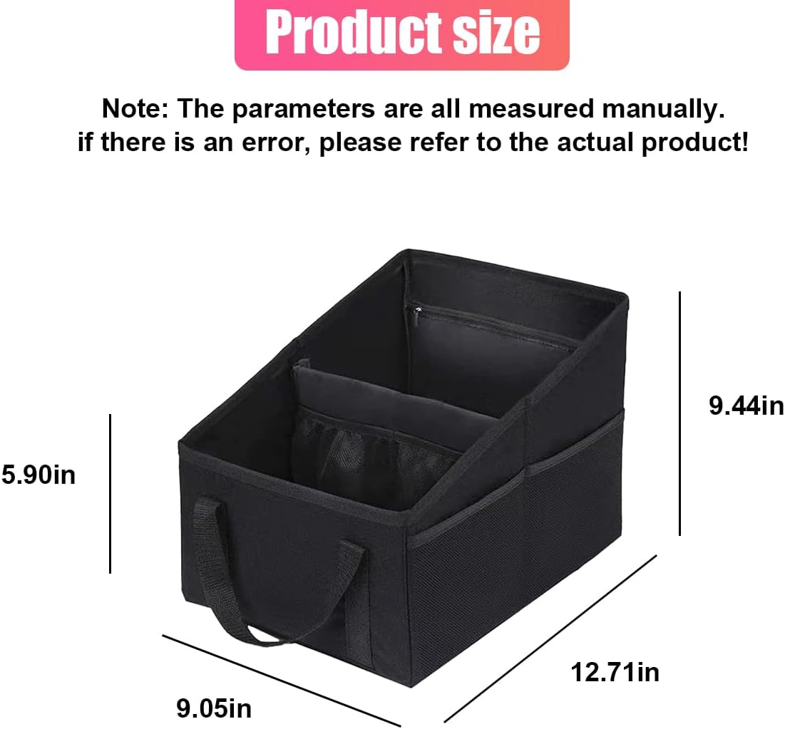 ZIMISI Car Seat Organizer, Collapsible Trunk Organizer with Detachable Divider, Handles and Multiple Pockets, Backseat Car Storage, Passenger Seat Organizer for Front/Back Consoles (Black)
