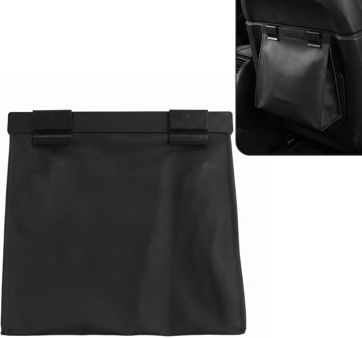Magnetic Car Trash Can, Leakproof PU Leather Car Garbage Bin, Waterproof Vehicle Waste Basket, Foldable Multi‑Purpose Car Storage Organizer, Universal for Car Truck SUV Van (Black)