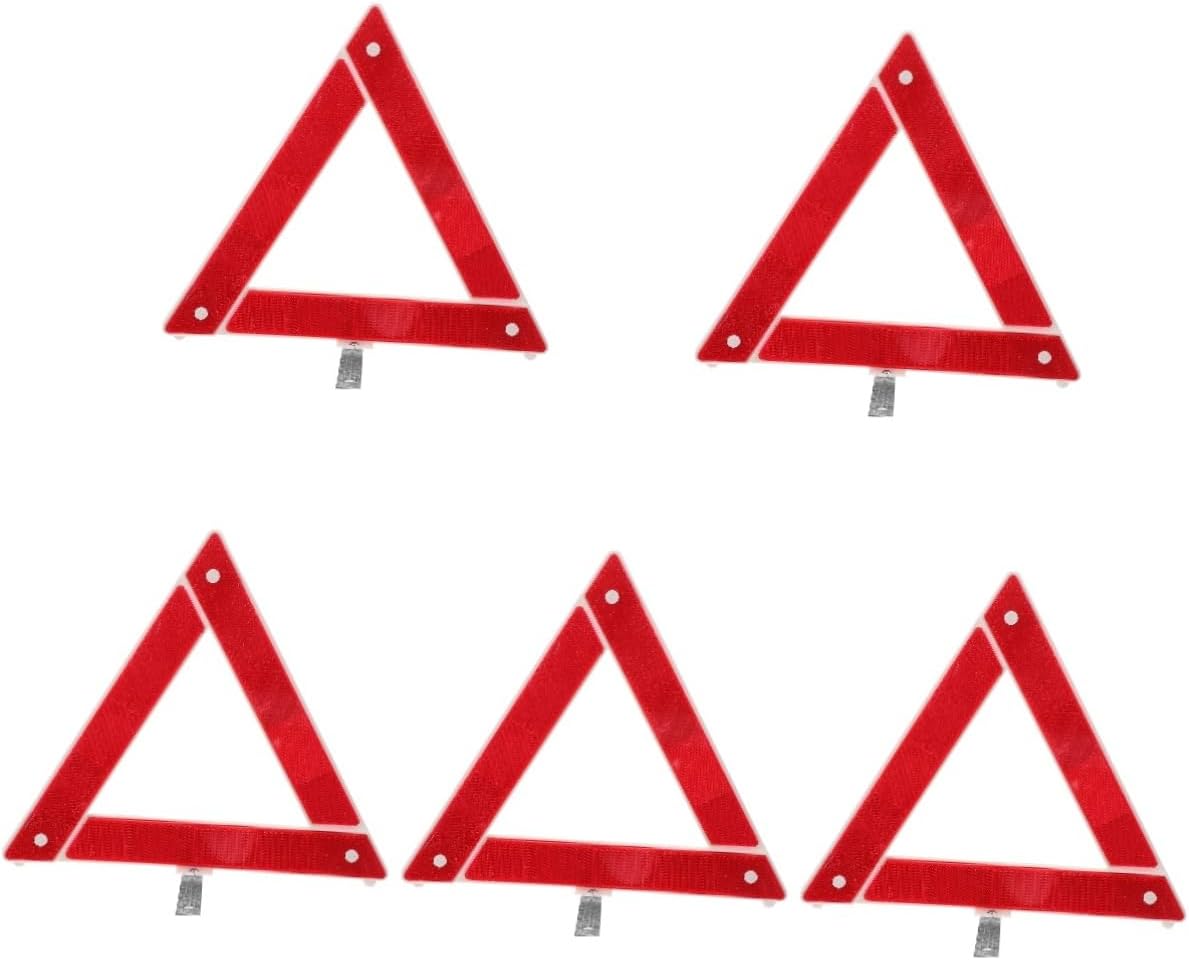 Gatuida 5pcs Safety Sign Reflective Triangle Road Warning Triangle Emergency Car Reflector Driveway Reflectors Dot Approved