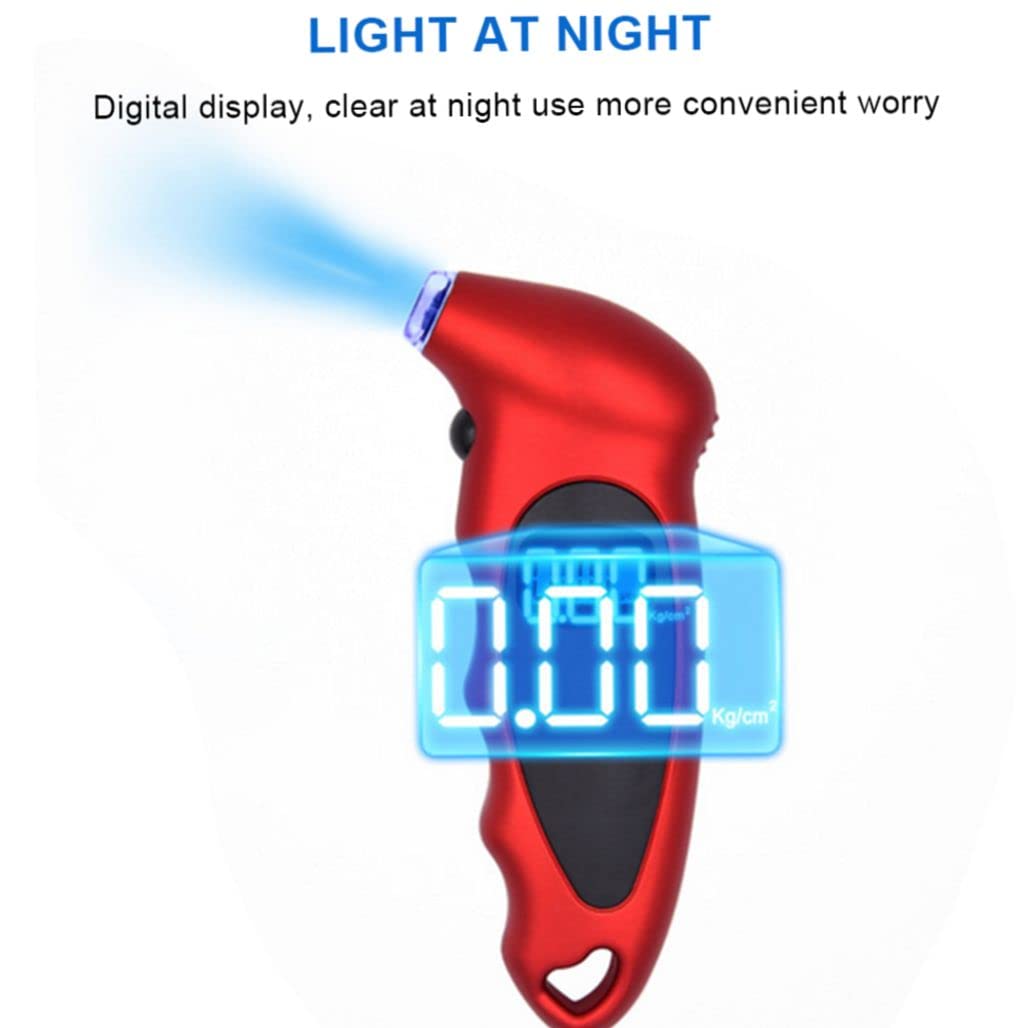 Digital Tire Pressure Gauge, Digital Tire Pressure Reader, High Precision tire Pressure Reading Device, Tire Diagnostic Tool, 100 PSI 4 Settings for Car Truck Bicycle with Backlit LCD (Red)