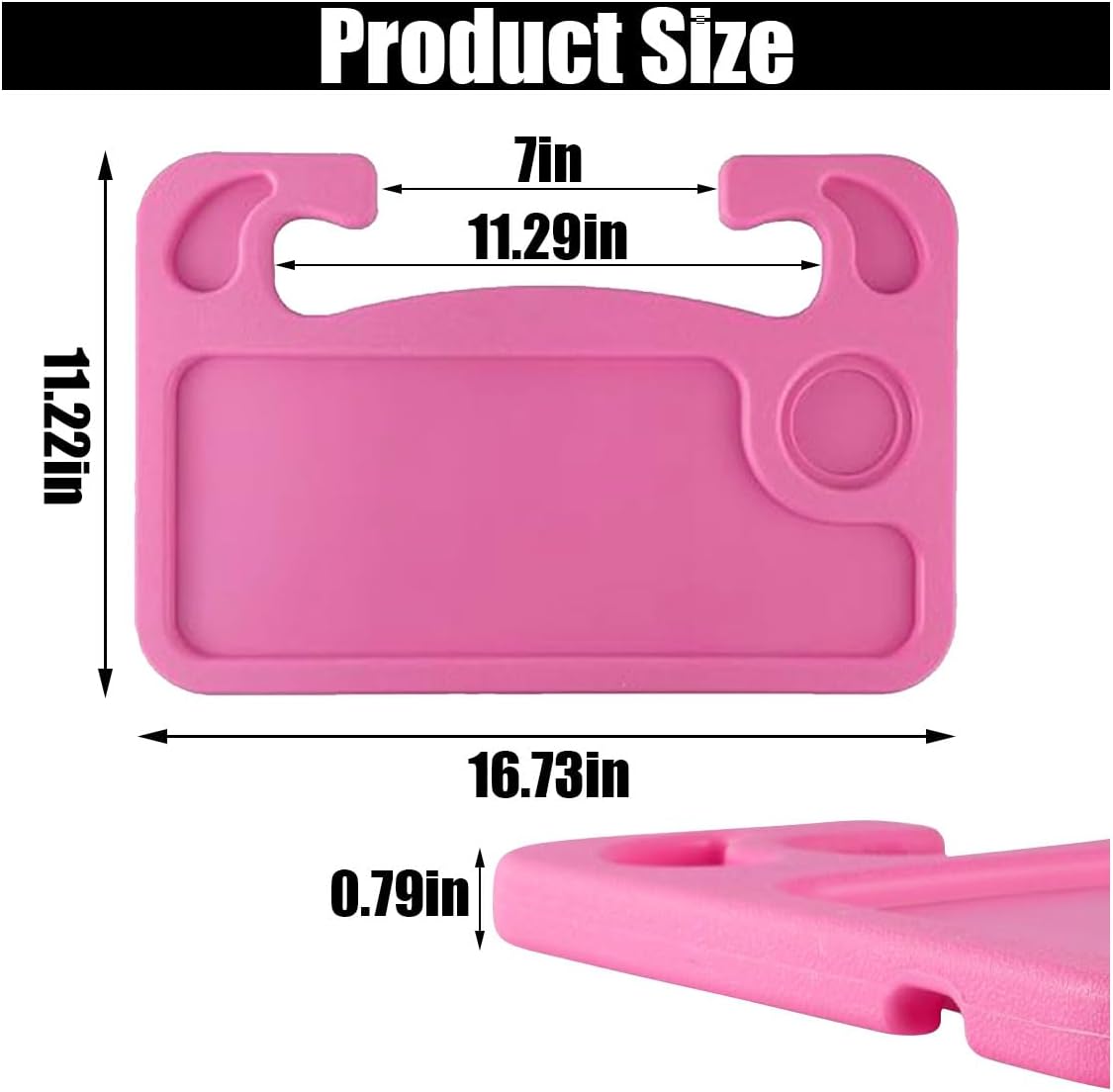 GLSOWEE Car Steering Wheel Tray, Computer Office Car Table Tray, Auto Steering Wheel Desk for Eating, Multipurpose Car Desk Travel Accessories for Most Vehicles Steering Wheel (Pink)