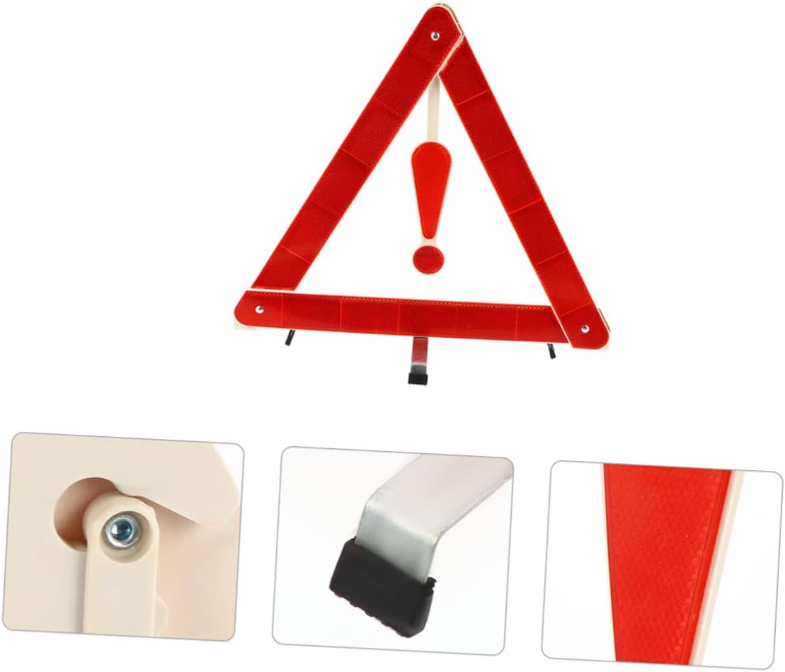 Triangle Warning Sign Foldable Plastic with Reflective Strips