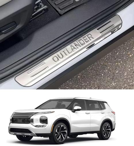 Car Door Sill Scuff Protector Accessories for Mitsubishi Outlander 2025 2023 2013-2022, Stainless Steel Door Entry Guard Plate Trim Cover, Auto Accessory Parts Kick Panels
