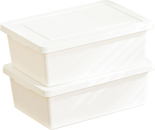 YUNGSHY 2 Pack 15 Quart White Large Stackable Storage Bins With Lids,Bathroom Closet Undersink Organizers and Storage Containers and Durable Nestable Closet, Garage, Totes (white, 15Qt. -2Pack)