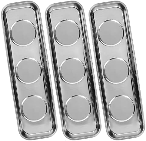 VASTOOLS Magnetic Parts Tray 3pc,for Socket Screw Nuts Bolts Metal Parts,Extra Strong Magnet,Thickened Tray,Stainless Steel