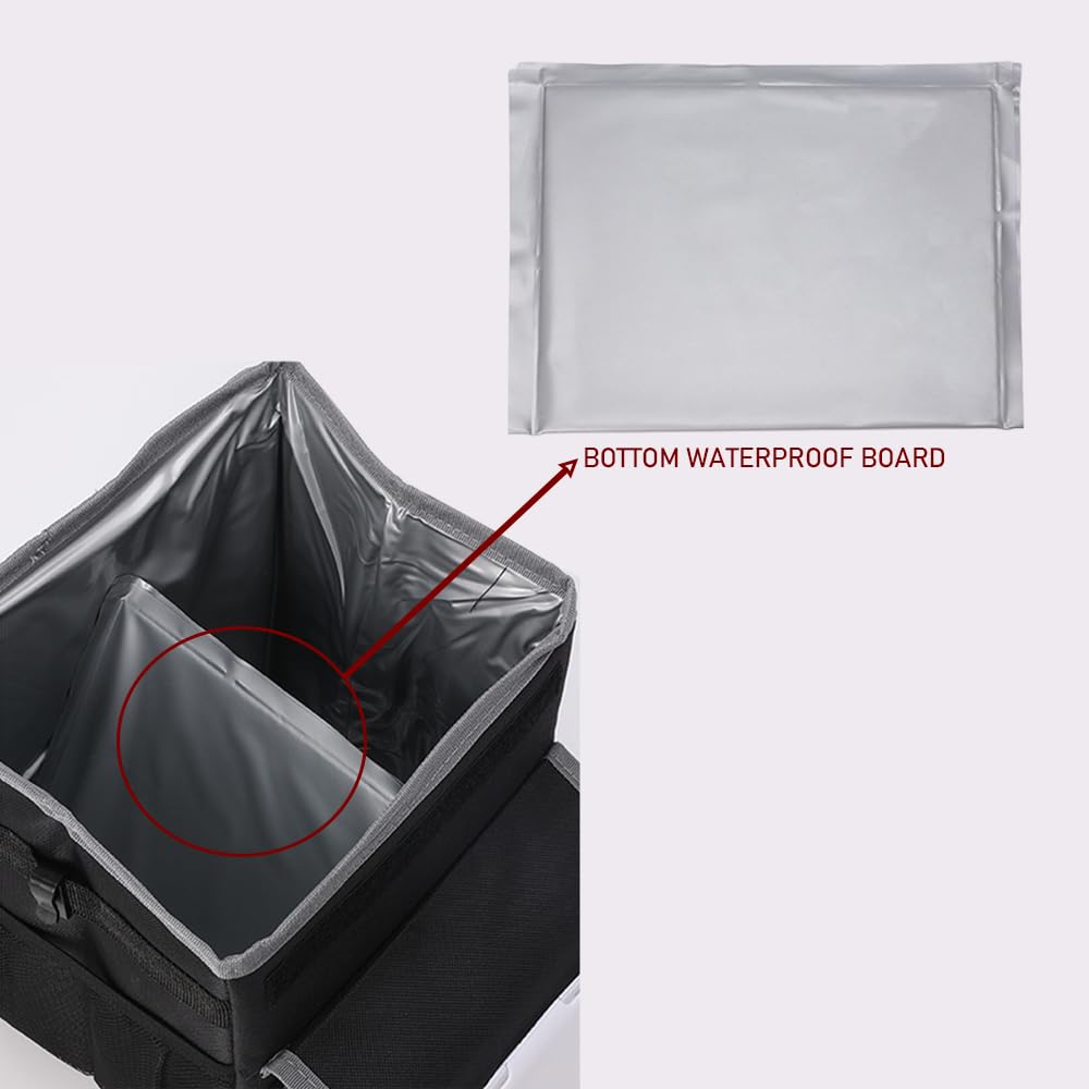 upra Car Trash Can with Lid,Bag Hanging Storage Pockets,Adjustable Tissue Holder & Straps,Portable Waterproof Garbage Bin, 1.98 Gal Large Capacity Multipurpose Bin