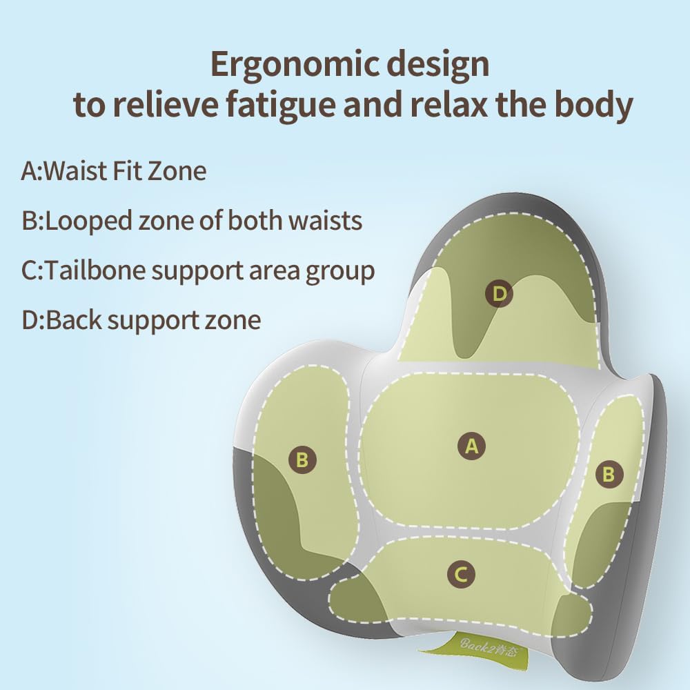 Lumbar Support Pillow for Office Chair, Gaming Chair, Car Driver Seat Back Cushion, Bed & Couch, Gifts for Friends and Parents,Ergonomic Back Support Pillow with Comfortable Memory Foam(Grey/white)