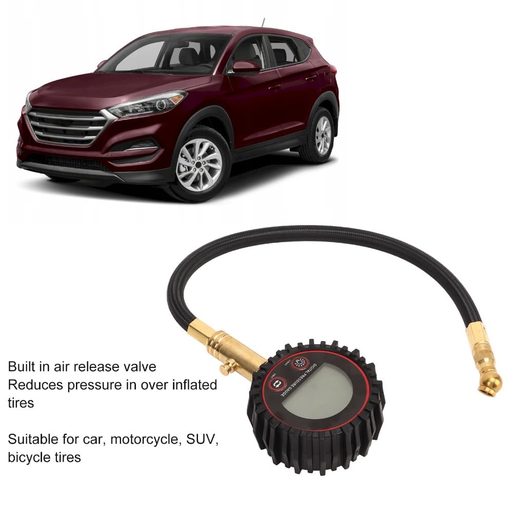 Digital Tire Pressure Gauge 0-200 PSI, 4-Unit Air Pressure Meter with Backlit LCD, Bleeder Valve, 360° Chuck for Car SUV Bike
