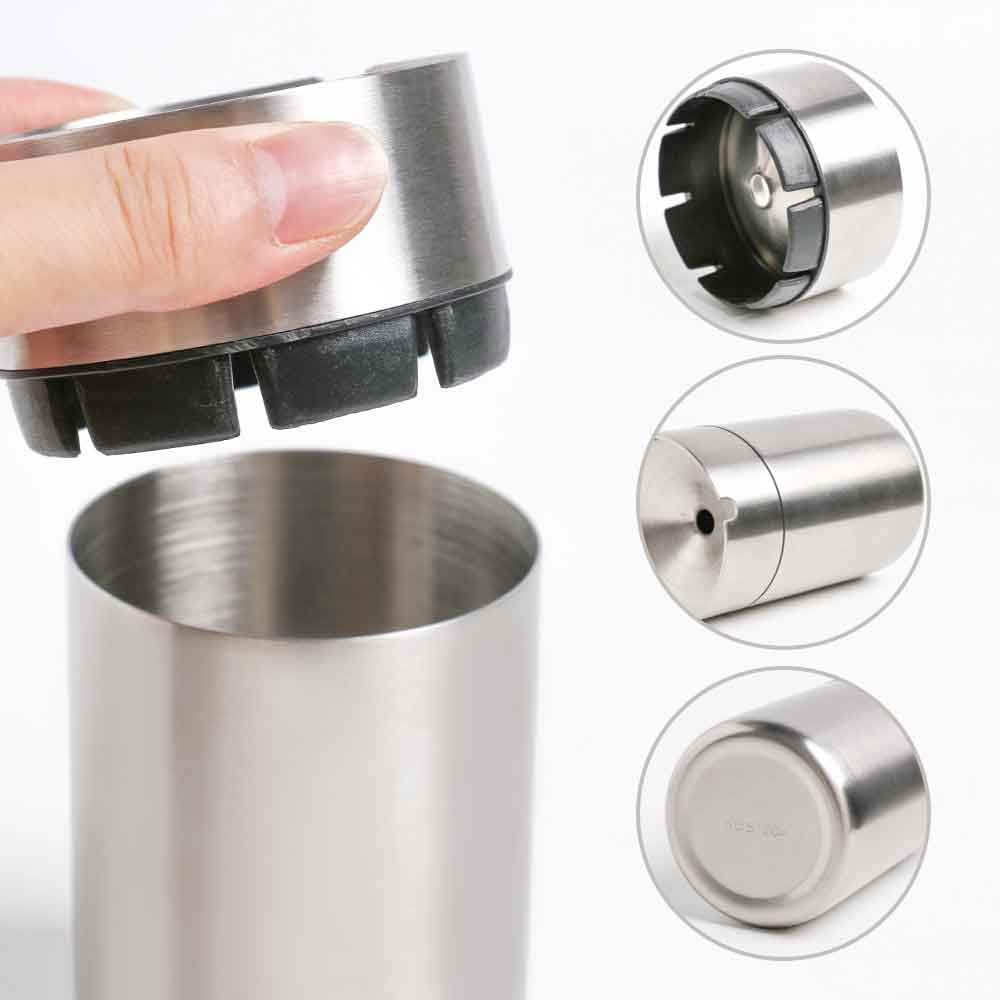 JOCHA Car Ashtray with lid smell proof Stainless Steel Portable Smokeless Detachable Windproof Self Extinguishing Butt Bucket Ash Tray for Most Car Cup Holder for Outdoor Travel Home Office (Silver)