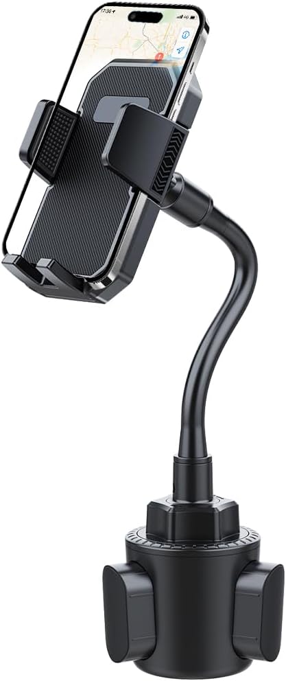Osilly Car Cup Holder Phone Mount, 2 in 1 Adjustable 360° Rotation Vehicle Cellphone Cradle with Expandable Base, Shockproof Auto Smartphone Hanger, Universal for SUV, Truck, RV