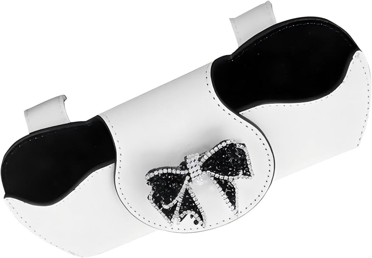 Car Sunglass Holder, Bow Sparkling Rhinestone Visor Sunglasses Holder Clip, Scratch-resistant Car Glasses Case, Universal Vehicle Interior Accessories (Black)