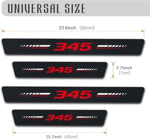 4Pcs Door Sill Plate Protectors Compatible with Dodge Challenger Durango SRT 345 Car Accessories, Carbon Fiber Leather Door Sill Stickers for Dodge 345 Auto Accessories