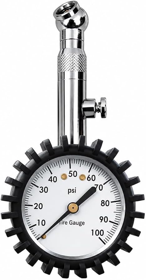 Car Tire Pressure Gauge, 0-100 PSI Easy-Read Vehicle Tire Air Pressure Gauge, Accurate Automotive Tirepressure Accessories with Large Dial, Universal Fit (Golden)
