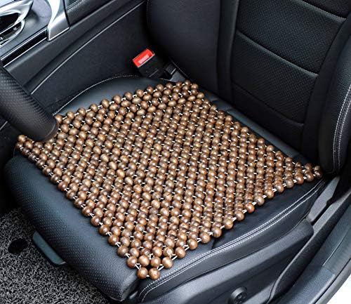 Natural Wood Beaded Seat Cover Pad Mat Comfy Cool Summer Massage Seat Cushion (Square) Medium Size for Car, Sedan,SUV Office Chair
