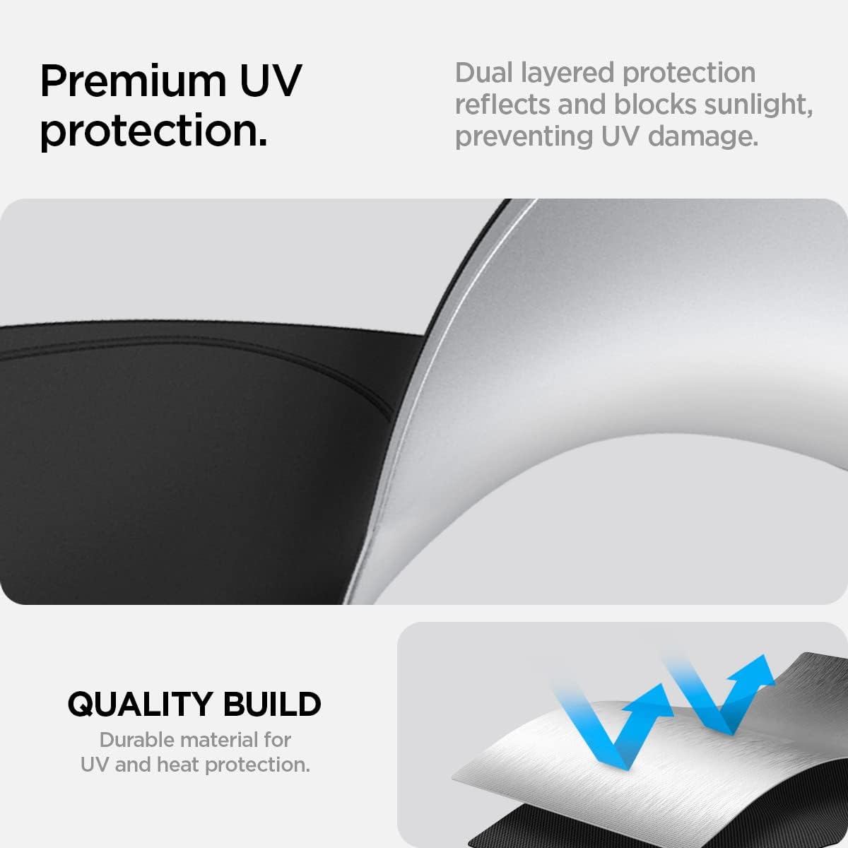 Spigen ZeroGap Windshield Sunshade for Tesla Model Y & 3, Maximum UV & Heat Protection, Dual Layer with Pocket | Car Accessories for Model Y Juniper, Model Y L, Model 3 Highland | Gift for Tesla Owner