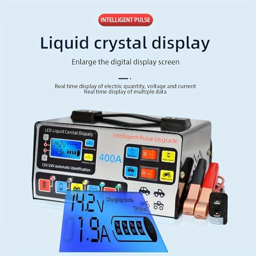 Car Battery Charger with Smart Pulse Repair for 12V/24V Battery for Car, Motorcycle, Truck and More