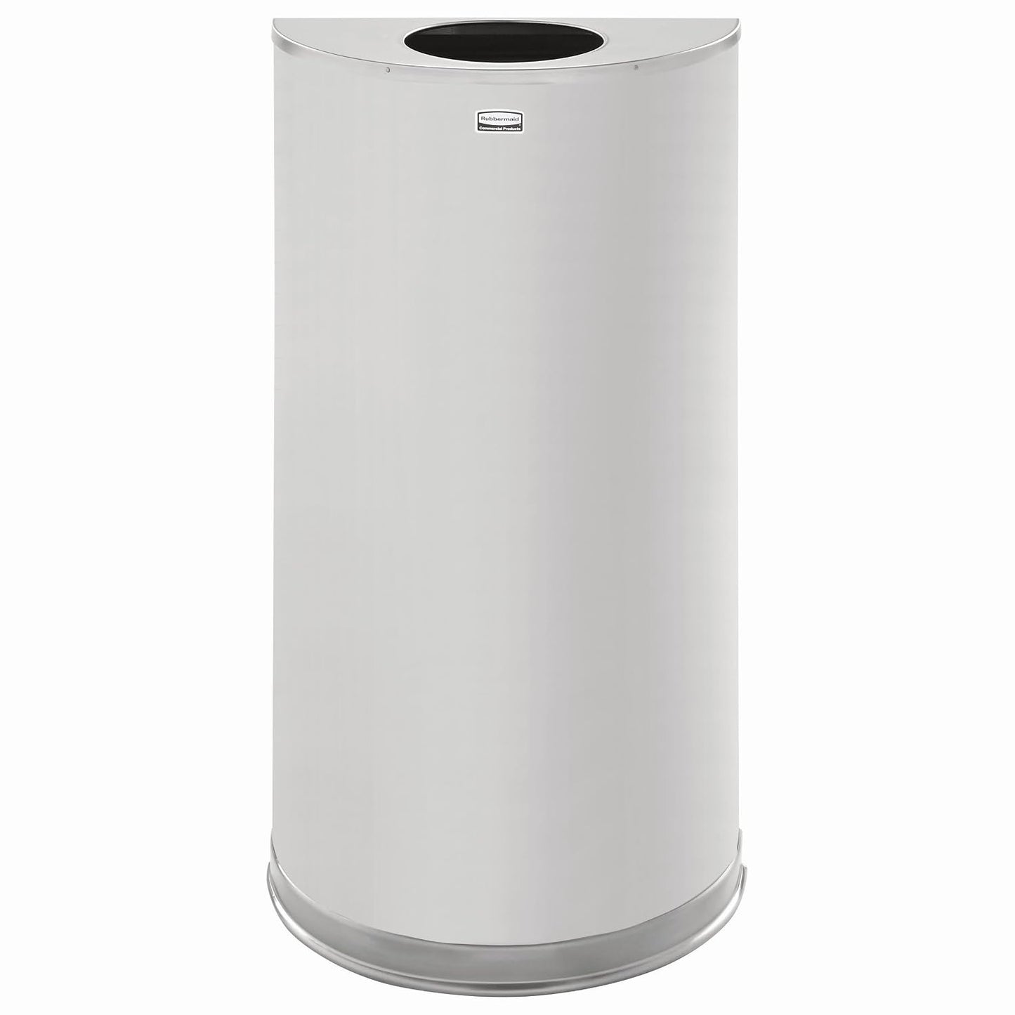 Rubbermaid Commercial Products Half Rounds Steel Trash Can, Open Top, 12 GAL, Stainless Steel, Indoor for Hotel Lobbies/Washrooms/Front of House Hospitality Areas