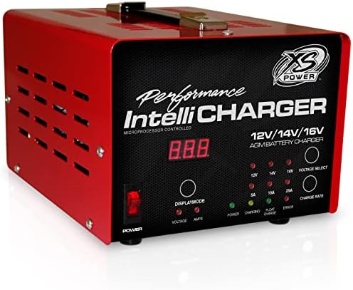 XS Power 12 Volt / 16 Volt Car Battery Intelli Charger with Three Charging Modes and LED Indicator for S375, D925, S1200, D1600, S1600 and XP1000 Powercell Batteries