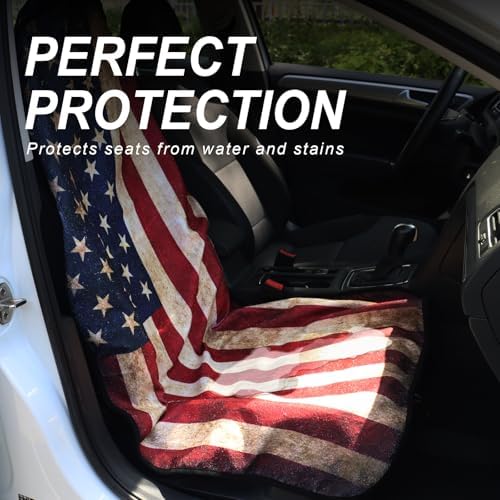 Sweat Towel Car Seat Cover Protector Front Seats for Gym Workout, Running, Swimming, Beach and Hiking, Waterproof Universal Seat Cover for Car, Truck, Van & SUV (2pcs Front Seat)