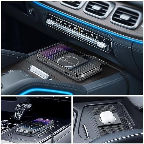 Magnetic Wireless Car Charger Charging pad,POLMXS 15W Fast Wireless Phone Charger car Cell Phone coldless Charging mat Compatible with iphone12/13/14/15 Series airpod (C11L)