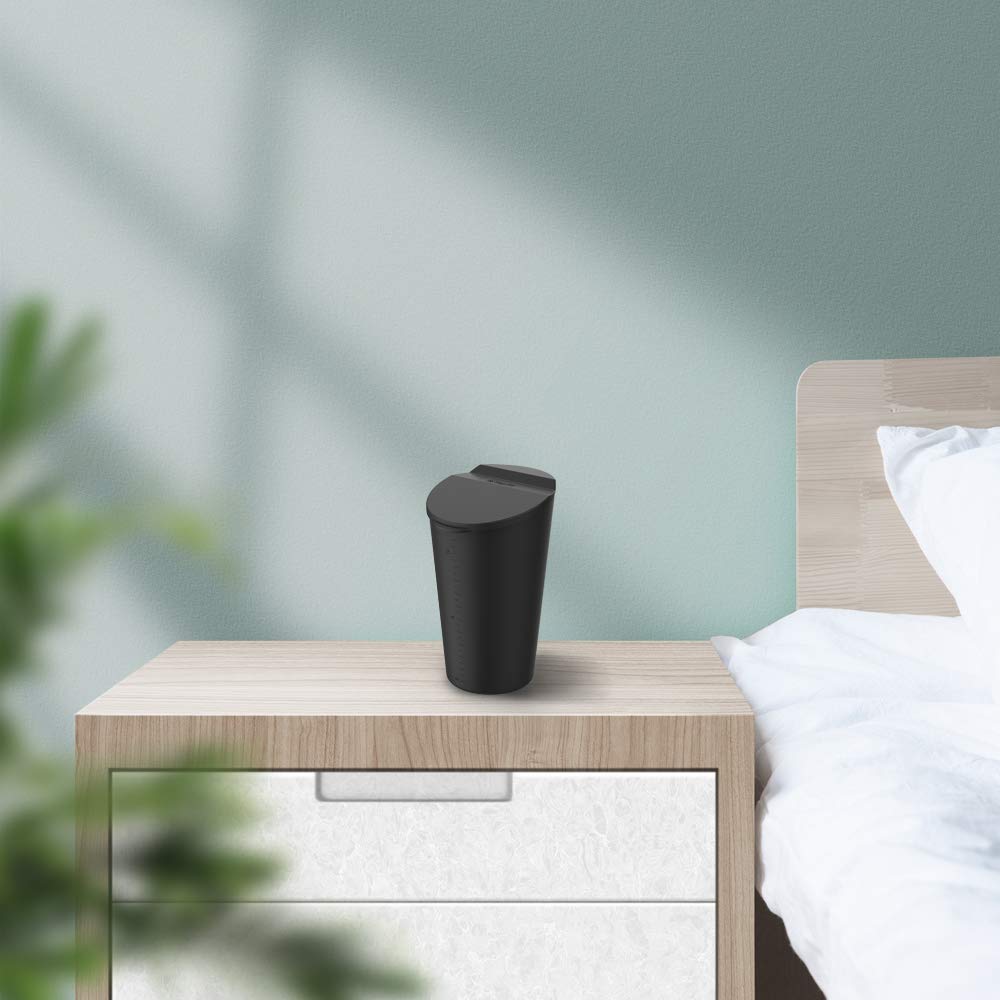 Silicone Trash Can with Lid - Car Cup Holder Trash Bin for Auto, Home, Office (Black)